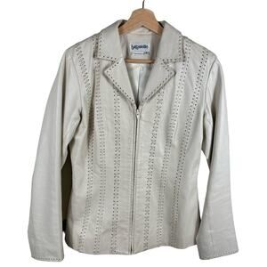 Bagatelle Women 's Size 6 Cream  Genuine Leather Western Blazer Jacket -*Flaw